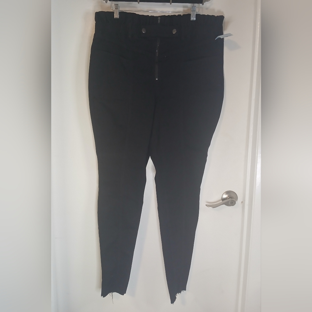 Black Zip & Snap High Smocked Waist Skinny Jeans 20 NWOT